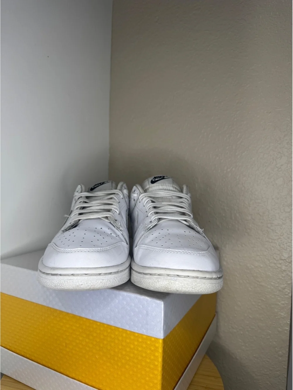 Nike Dunk Low Triple White Women’s Size 8.5 Leather Sneakers Used No Box